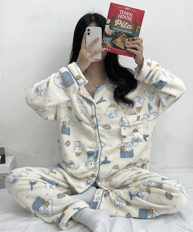 (당일출고) 홈웨어 수면 잠옷 파자마 세트 (4color)